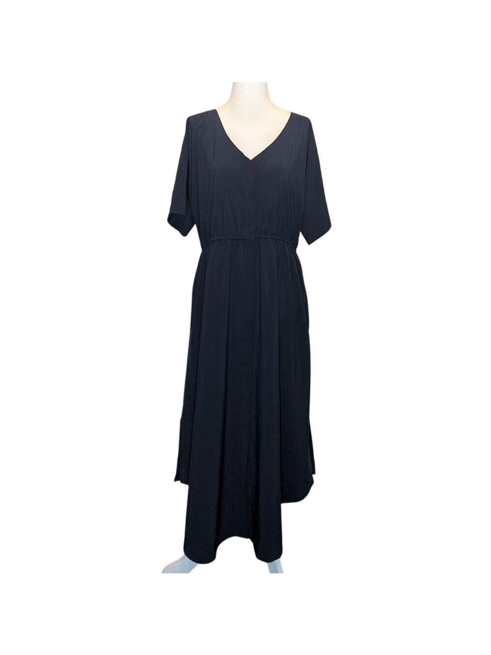 Soft Surroundings Go Lively Dolman Sleeve V-Neck Navy Blue Midi Dress Size Small